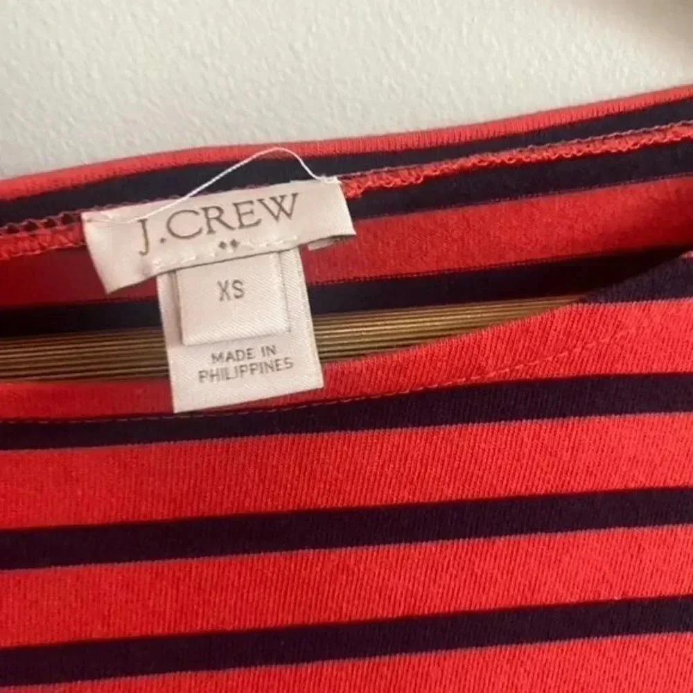 J. Crew Red Striped Nautical Top with Cuff